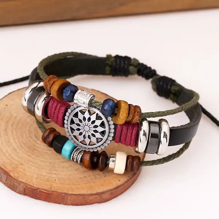 Bracelet Boho en cuir véritable