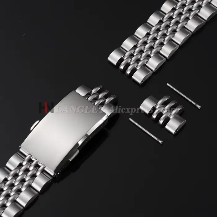 Bracelet de montre en acier inoxydable massif pour homme et femme finitions droites et courbes pour Omega Rolex Seiko Jubilee occasions spéciales professionnelles sociales