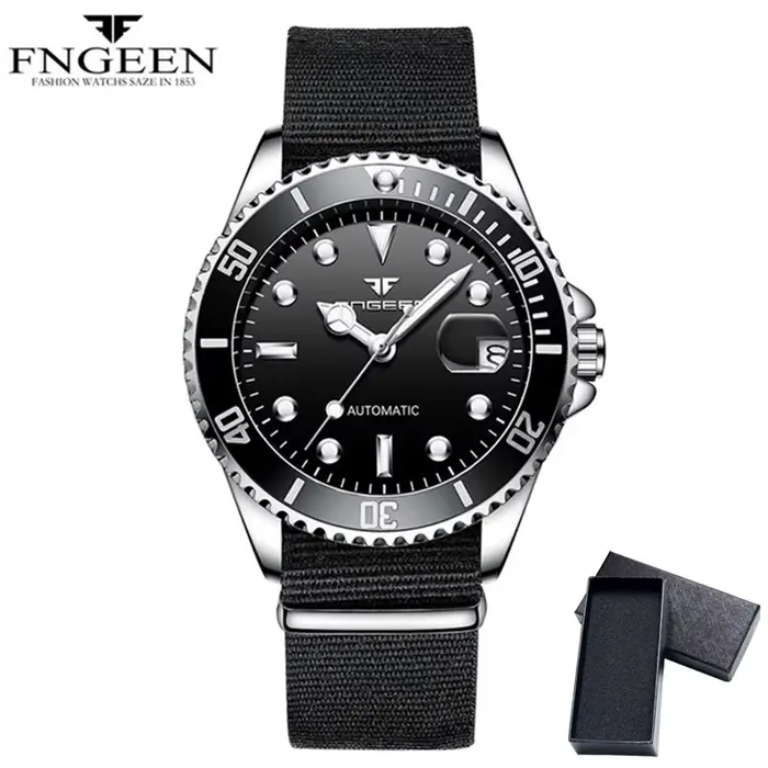 2024 FNGEEN 9001 marque de luxe hommes montre en acier Tourbillon squelette montres mécaniques lumineux automatique Date diamant montre-bracelet