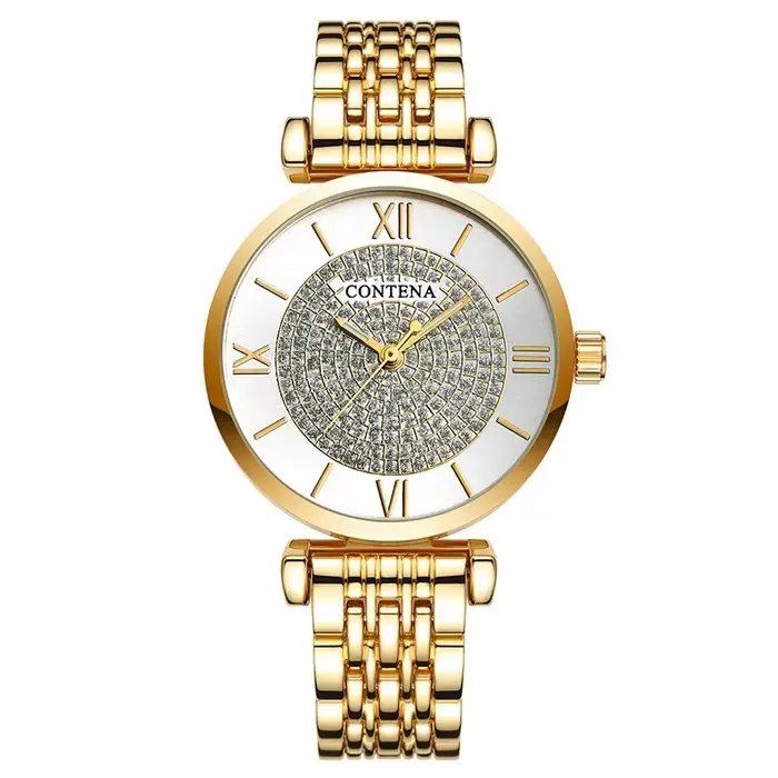 CONTENA mode argent femmes montres Top marque de luxe cristal femmes montres dames montre femmes hor