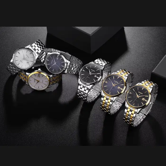 Montre Homme Luxe Mode Affaires Quartz Sport Acier Étanche Occasions Spéciales Noir Bronze Or