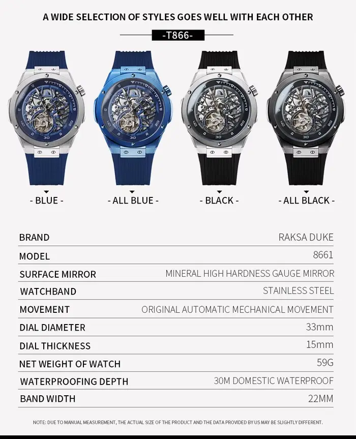 Montre homme automatique squelette lumineuse résistante à l'eau pour sport et style occassions spéciales