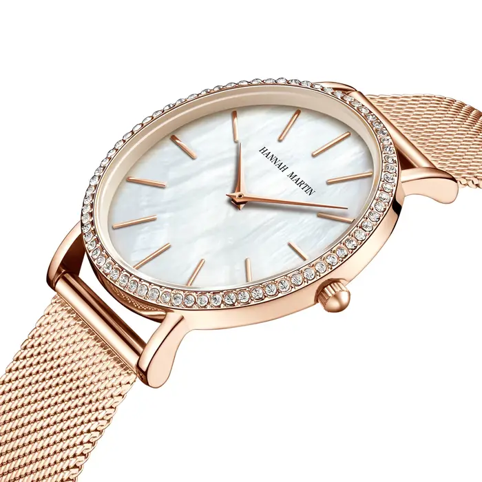 Montre-bracelet de luxe en acier inoxydable pour femme avec cadran coquillage et mouvement à quartz japonais pour diverses occasions spéciales