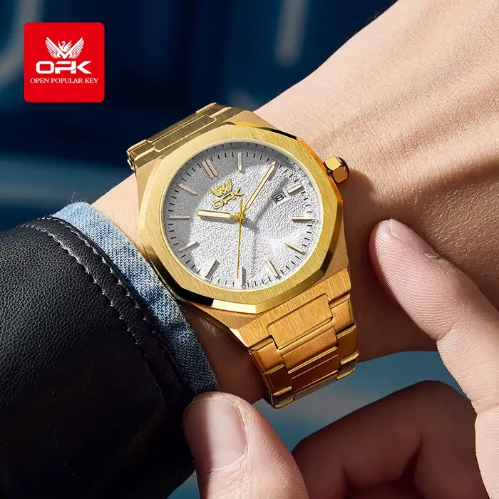 OPK 6046 montre pour hommes solide en acier inoxydable calendrier