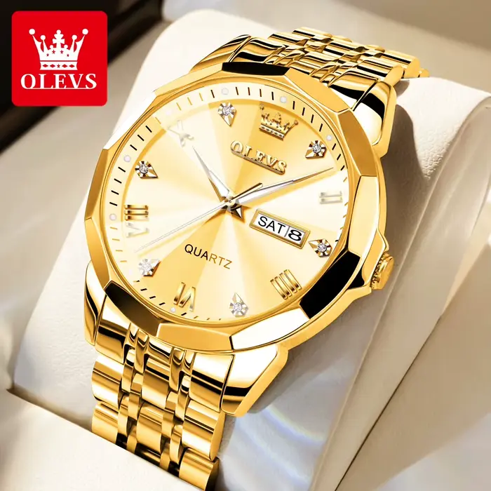 OLEVS montres pour hommes or Original montre-bracelet à Quartz étanche montre lumineuse pour homme l