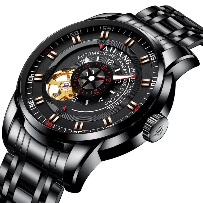 Montre de plongée Ailang pour homme, mécanique, style affaires, résistance à l'eau, bracelet en cuir, étanche pour diverses occasions