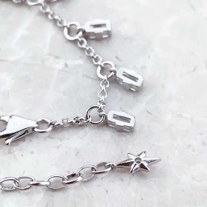 Bracelet pierres angulaires avec coupe Baguette