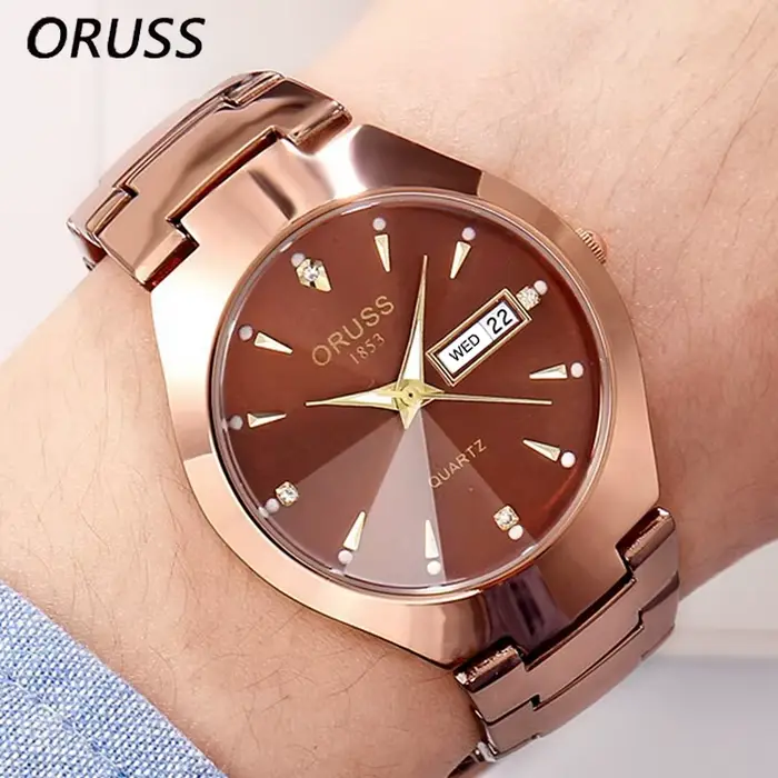 Montre de couple à quartz étanche pour hommes et femmes