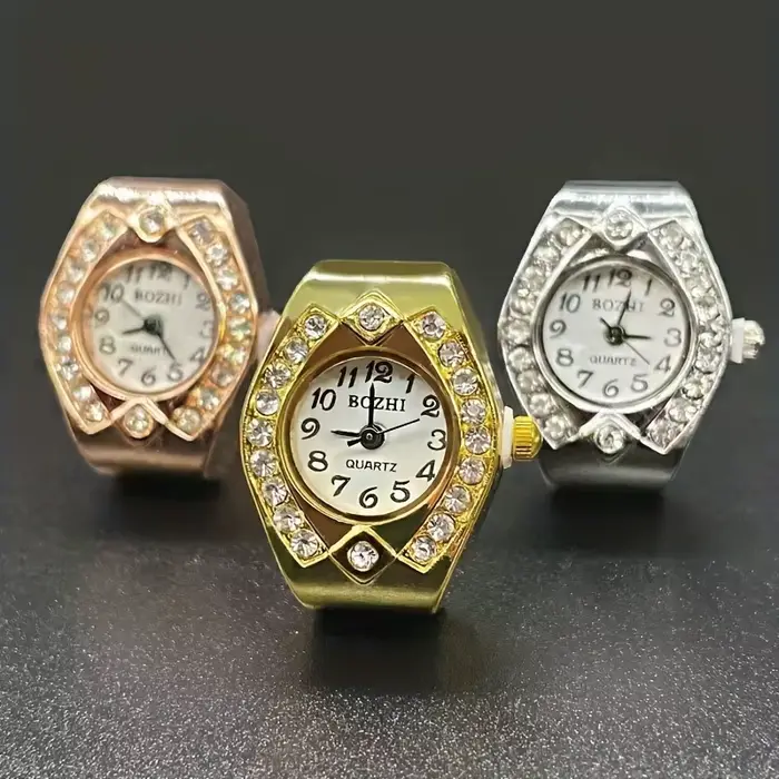Montre à anneau quartz diamant pour hommes et femmes trois yeux élégante à offrir pour occasions spéciales