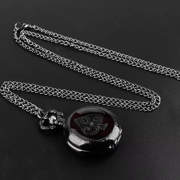 Montre De poche dôme en verre Poker cadran chiffre arabe Vintage hommes femmes collier pendentif horloge créative cadeau Reloj De Bolsillo