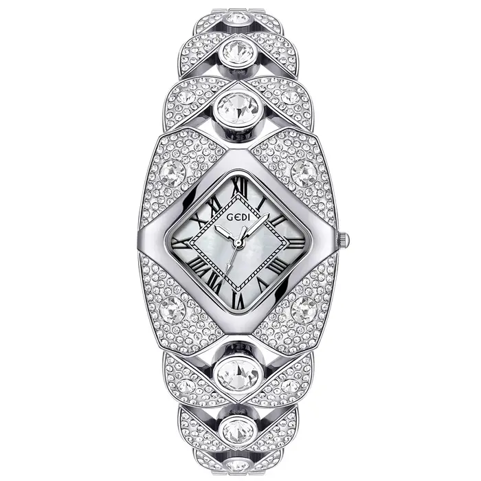 Montre pour femmes GEDI luxe léger diamants incrustés bracelet haut de gamme étanche rétro mode montre à quartz cadeau pour femmes occasions spéciales