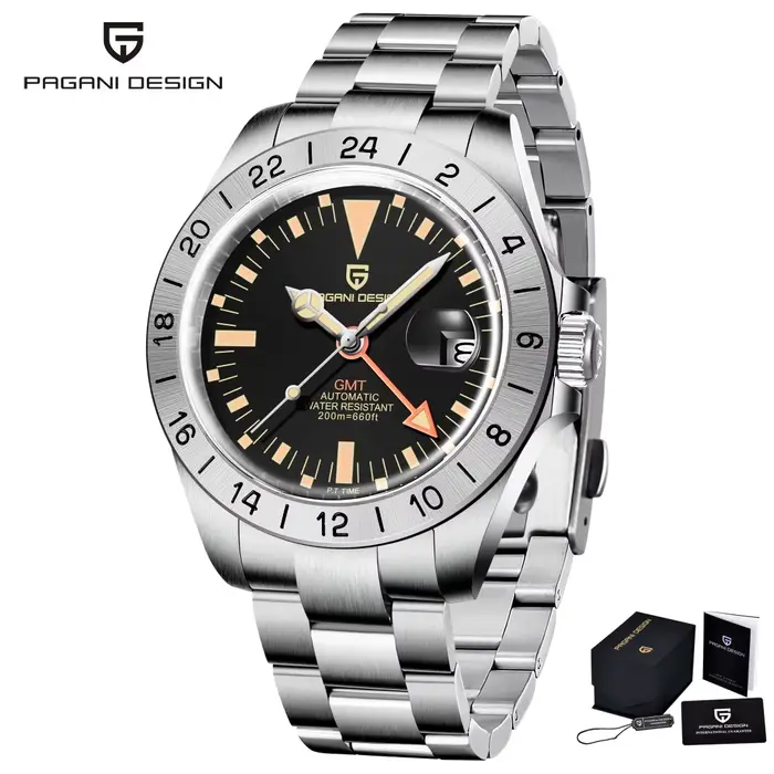 Nouvelle montre automatique mécanique pour homme PAGANI DESIGN GMT 2026, montre classique rétro, aci