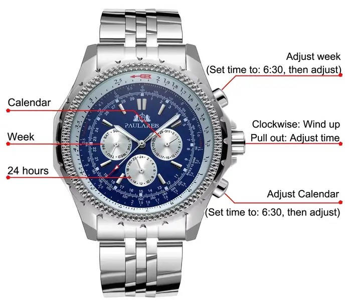 Montre automatique à mouvement mécanique pour homme