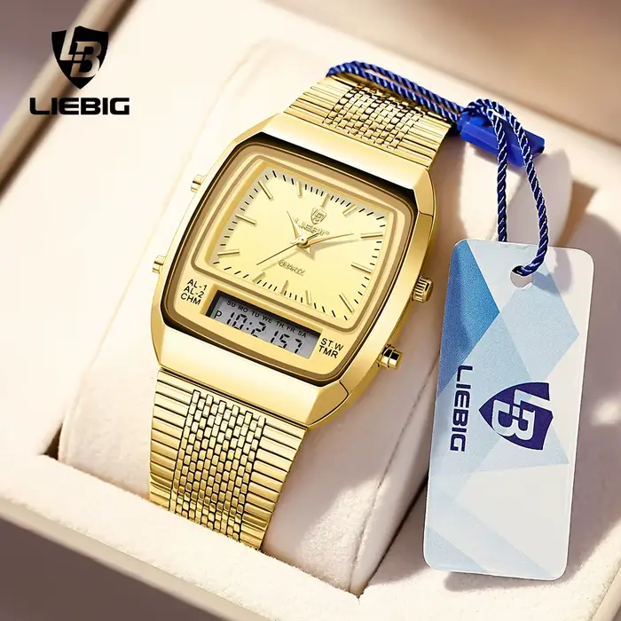 LIEBIG mode luxe montres à Quartz numériques pour hommes femmes Sports de plein air montre en acier inoxydable