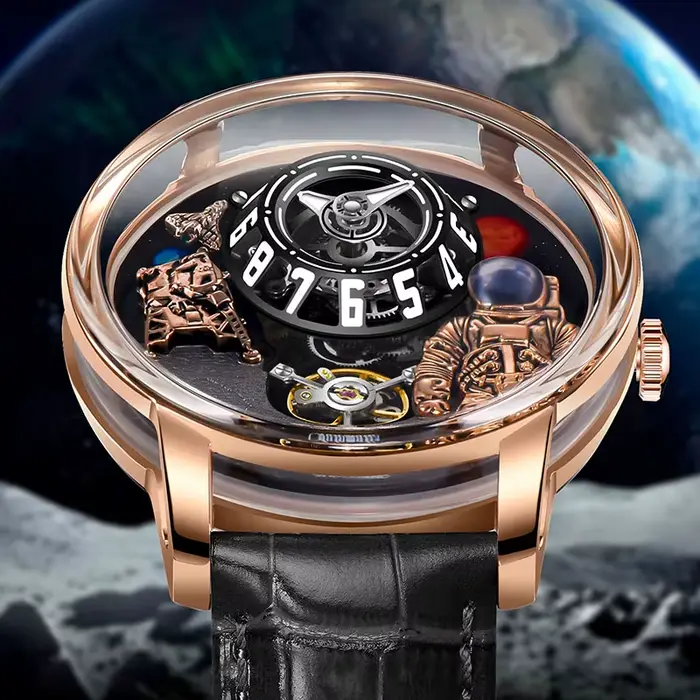 Montre homme PINDU édition limitée conception spatiale automatique avec cristal de saphir pour hommes occasions spéciales