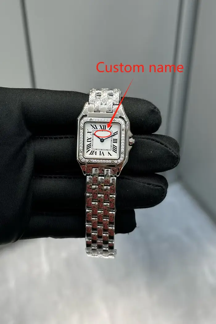 Montre de luxe personnalisée 1:1 pour femme, étanche, de haute qualité, en acier inoxydable, à quart