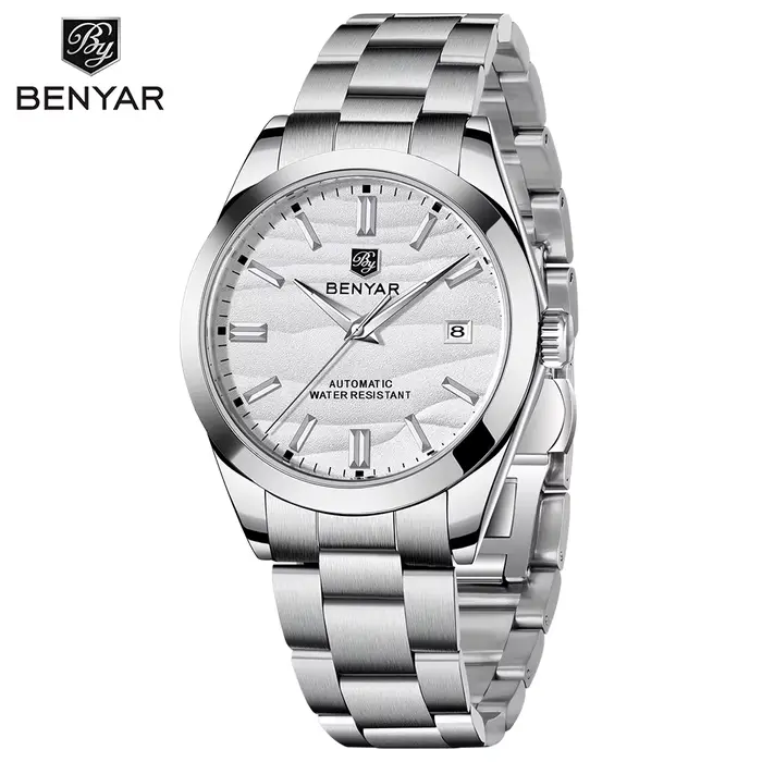 Montre mécanique pour homme BENYAR Design 40 mm - Montre automatique en acier inoxydable de luxe pou