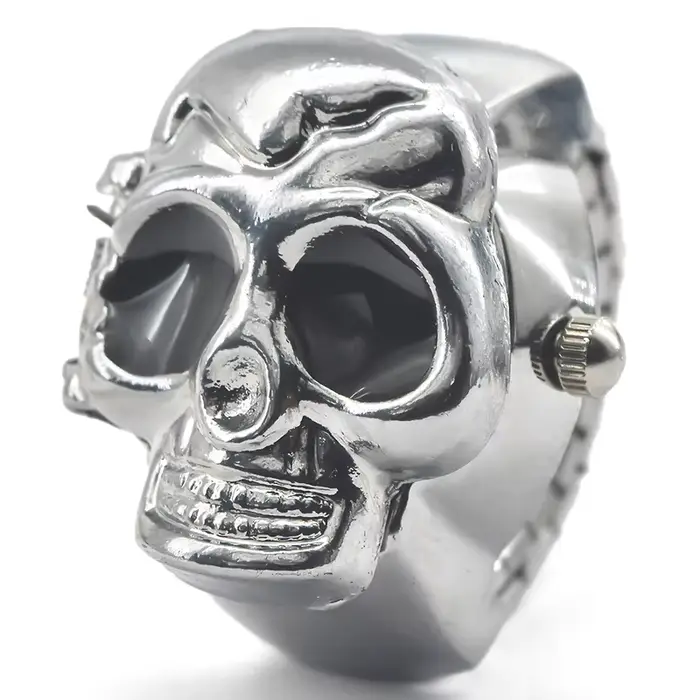Crâne créatif vente personnalité Quartz anneau montre alliage cadran circulaire unisexe cadeau de noël