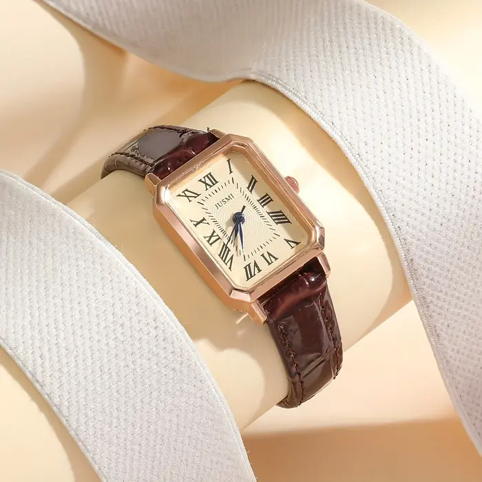 Montre à quartz rectangulaire pour femmes et filles