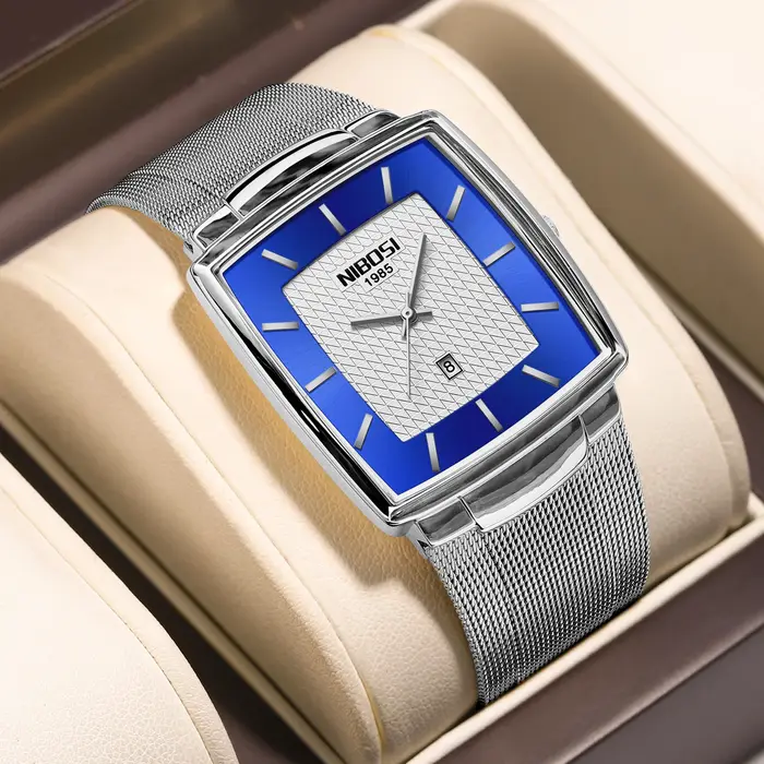 Montre-bracelet à quartz carrée étanche pour homme
