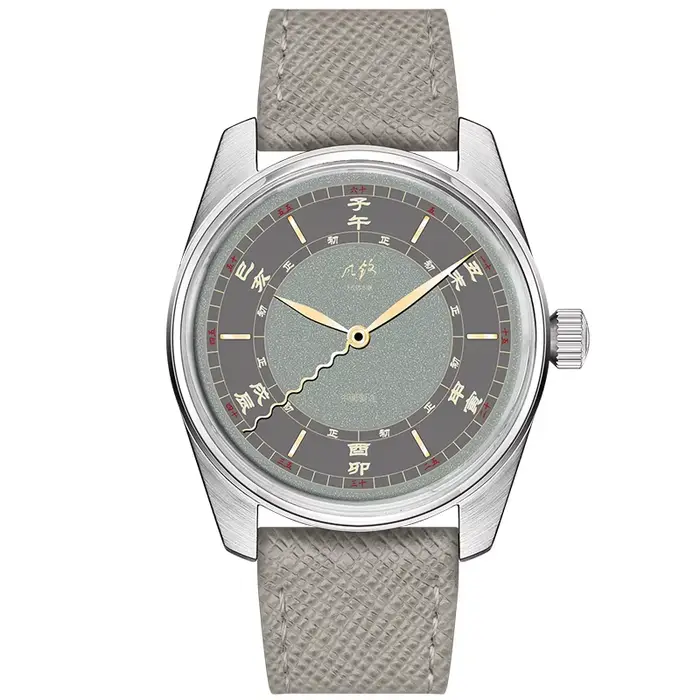 Montre mécanique en cuir vert