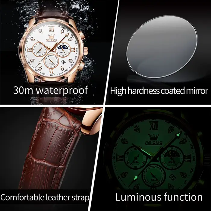 Montre-bracelet à quartz chronographe OLEVS 2888 pour homme
