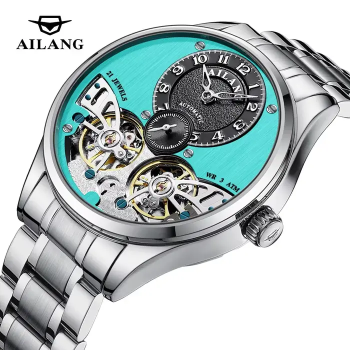 AILANG 2026 nouvelle montre de luxe Double Tourbillon hommes montres mécaniques en acier inoxydable