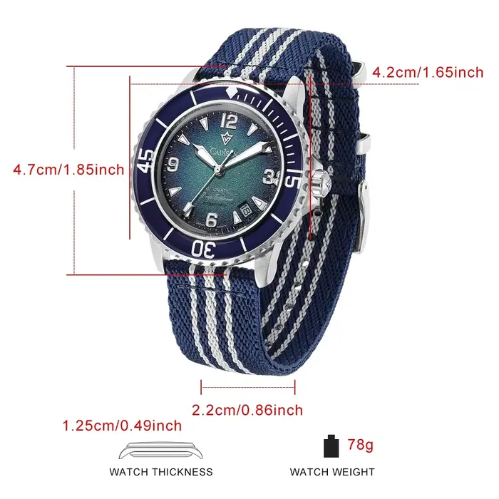 CADISEN Deep Explorer 2026 vert automatique montre mécanique homme toile bracelet montre-bracelet 8215 luxe lumineux étanche montres