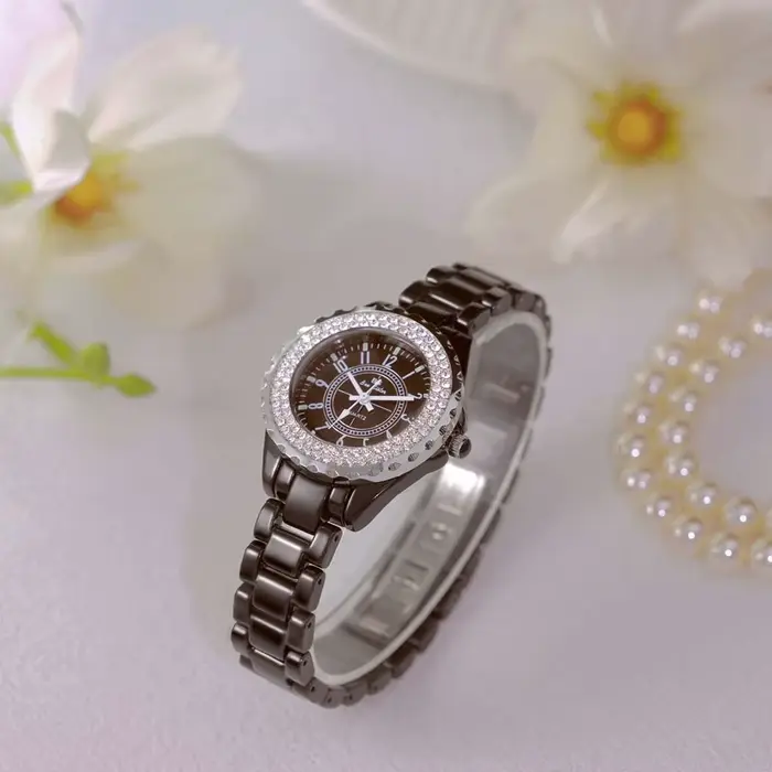 Montre Quartz Céramique BS Bee Sister Elégante Résistante à L'Eau Pour Femmes Occasions Spéciales