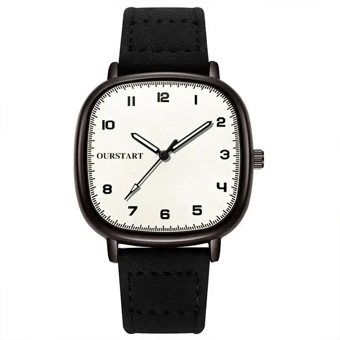 Vintage cadran carré montres velours cuir ceinture montre-bracelet marque montre à Quartz jeunesse étudiant