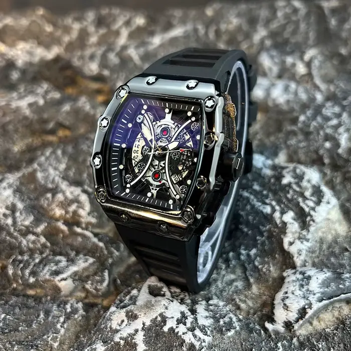 Montre pour hommes lumière marque de luxe cadran baril de vin à la mode nuit lueur