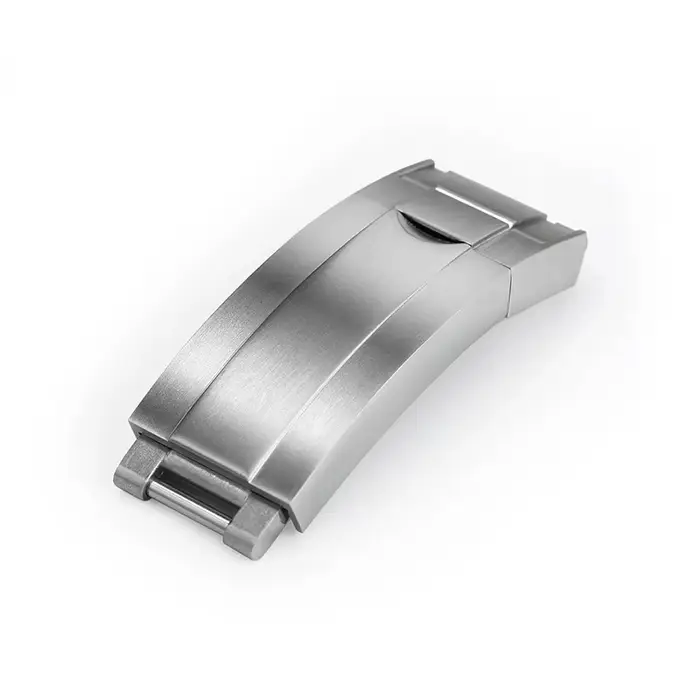 Watchdives – fermoir de montre de 16mm, en acier inoxydable massif brossé, Double bouton de traction