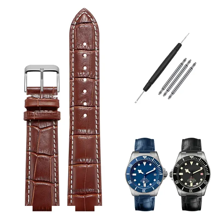 Pour Tudor Pelagos 25500 25600 bracelet de montre en cuir convexe 22x12mm