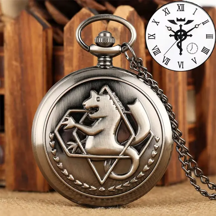 Haute qualité plein métal alchimiste argent montre pendentif hommes Quartz montres De poche japon Anime collier cadeau Reloj De Bolsillo