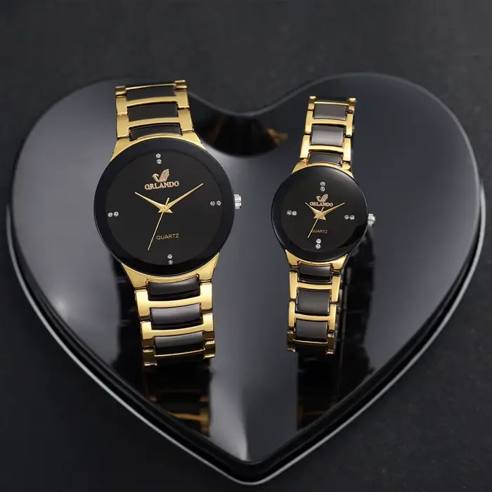 Montre à quartz en acier inoxydable pour hommes et femmes