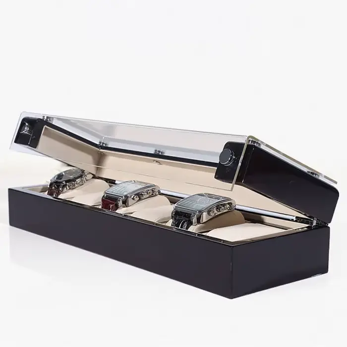 Boîte de rangement pour montres en bois antique avec vitrine transparente et couverture en acrylique pour homme occasions spéciales exposition collection