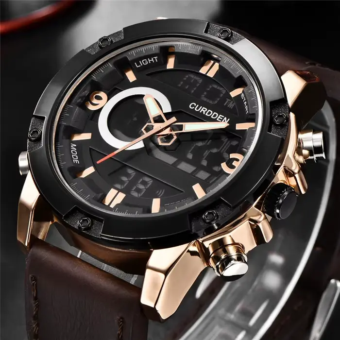 Istro DDEN-Montres chronographes en cuir pour hommes