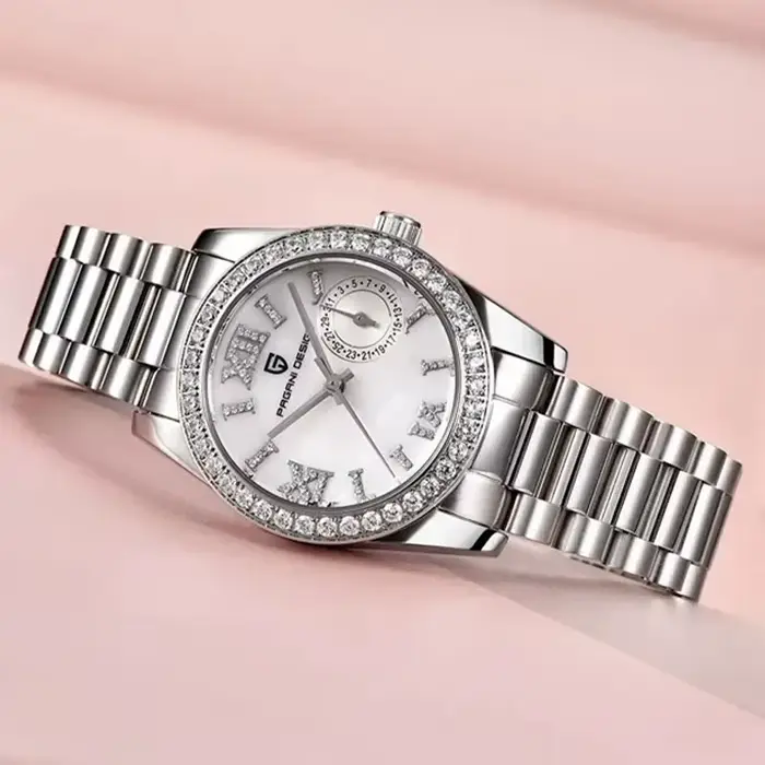 Montre-bracelet Pagani Design VH65 en acier inoxydable avec cristal de saphir pour femmes occasions spéciales résistante à l'eau antique