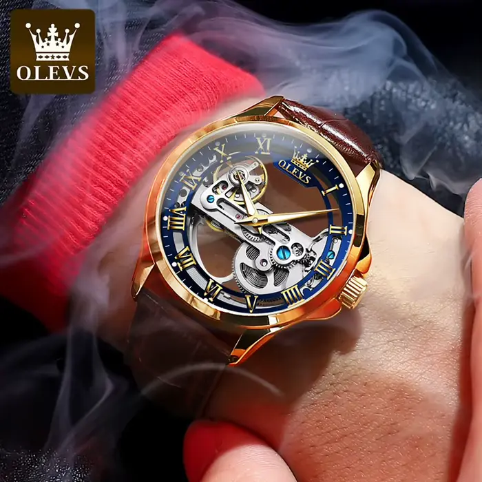 Montre-bracelet mécanique automatique étanche pour homme