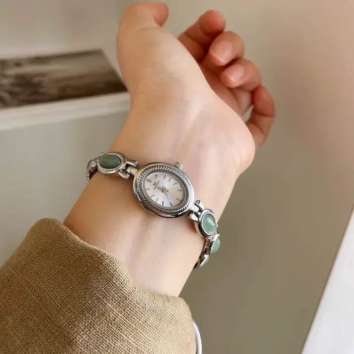 Montre de luxe BS bee sister en jade avec bracelet à quartz pour femmes occasions spéciales élégantes