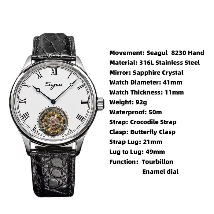 Sugess-Montre Tourbillon de Luxe pour Homme