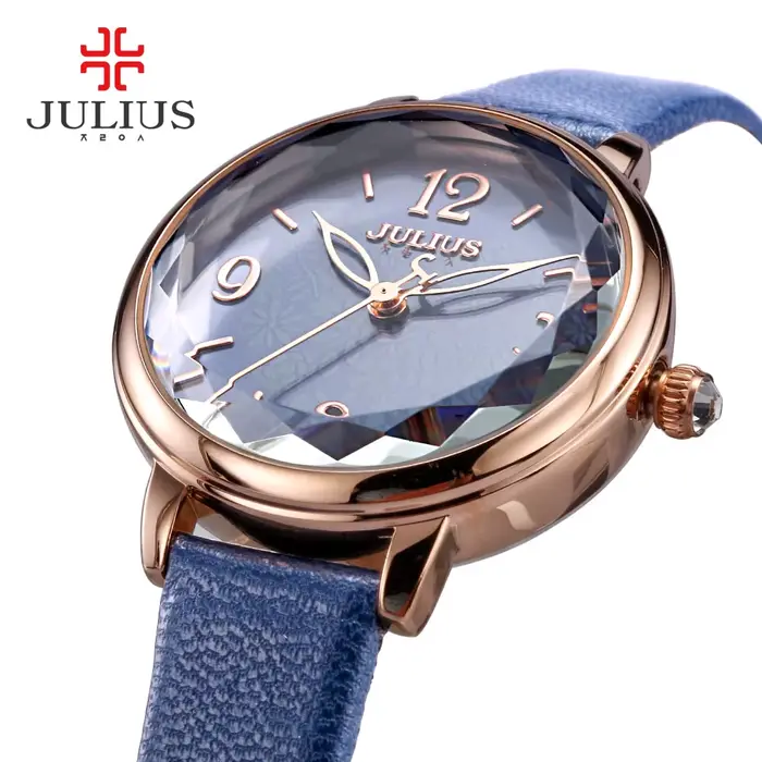 Montre en cuir véritable Julius Lady pour femme, mode rétro, heures, bracelet habillé, boîte cadeau d'anniversaire pour fille