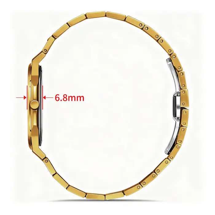 Hannah Martin hommes montre 6.8mm ultra-mince JP mouvement noir en acier inoxydable