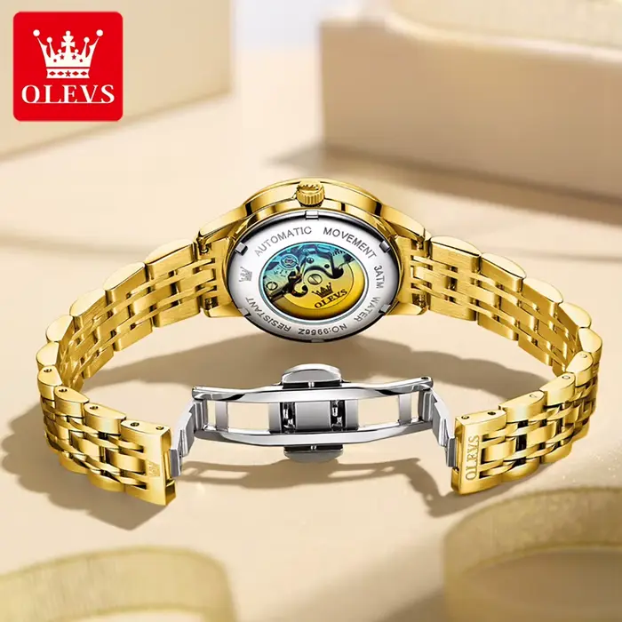 OLEVS 9956 montre mécanique pour femmes étanche double calendrier dames