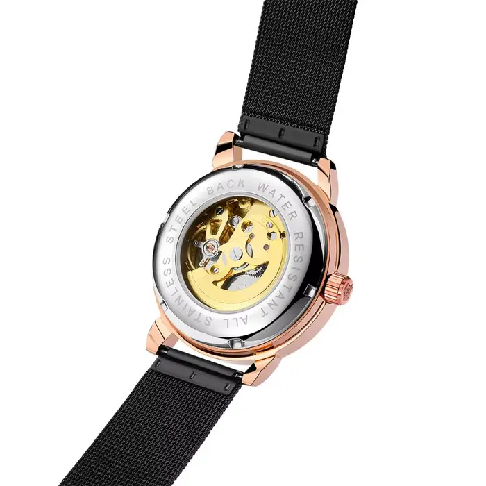ORKINA montres mécaniques pour hommes boîtier en or Rose mode cadran creux montres-bracelets automatiques à remontage automatique bracelet en acier inoxydable MG083