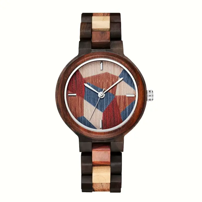 Montre créative personnalisée cadran multicolore bracelet coloré montres à quartz en bois pour homme