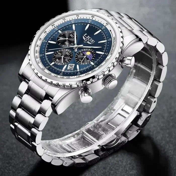 LIGE 2024 Top marque de luxe nouveaux hommes montre Quartz homme montres étanche