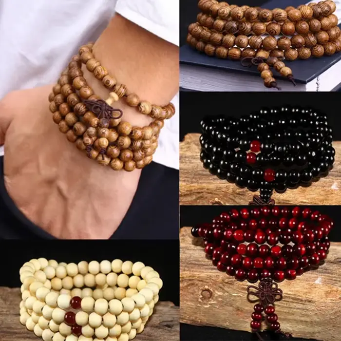 Bracelet en bois de santal naturel pour hommes et femmes