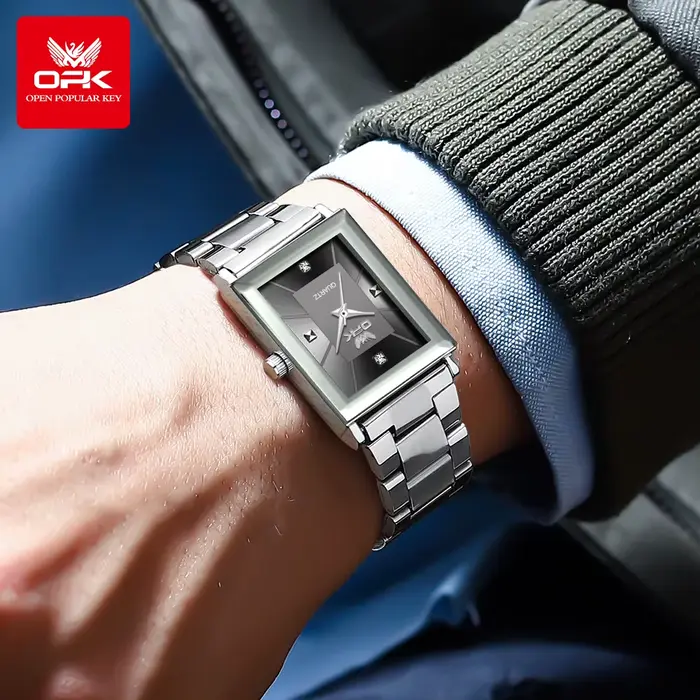 Montre-bracelet OPK 6029 en acier inoxydable avec affichage de la date et résistance à l'eau pour hommes occasions spéciales