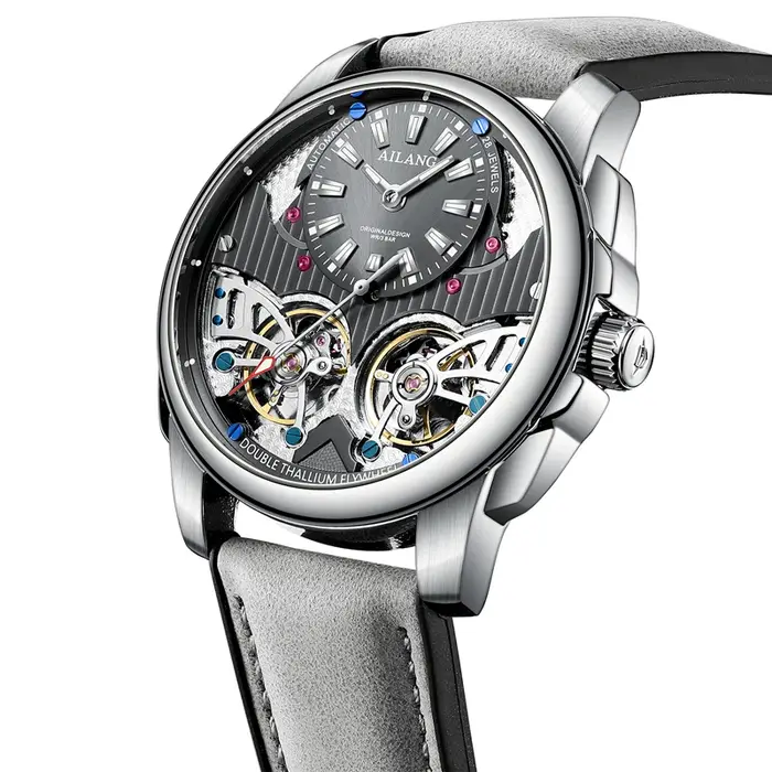AILANG automatique mécanique étanche Sport militaire hommes montre de luxe Double Tourbillon homme montre-bracelet bracelet en cuir